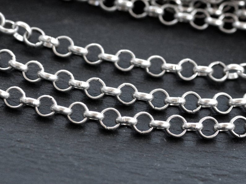 7mm Silver Rolo Chain, Chunky Thick Round Link Rolo Chain, Silver Chain for Jewelry Making, Matte Antique Silver, 1 Meter = 3.3 Feet T2 7mm Silver Rolo Chain, Chunky Thick Round Link Rolo Chain, Silver Chain for Jewelry Making, Matte Antique Silver, 1 Meter = 3.3 Feet T2