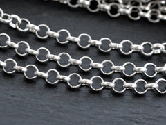 7mm Silver Rolo Chain, Chunky Thick Round Link Rolo Chain, Silver Chain for Jewelry Making, Matte Antique Silver, 1 Meter = 3.3 Feet T2