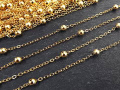Satellite Chain, Ball Beaded Chain, Delicate Cable Chain, Dew Drops Chain, Jewelry Making, Tarnish Resistant, 22k Matte Gold Plated, 1 Meter
