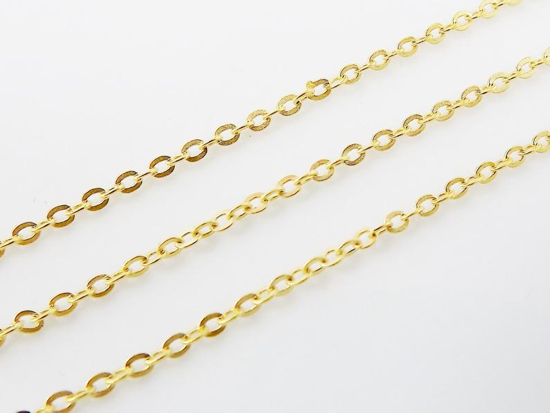 2.5mm Delicate Cable Chain - 22k Matte Gold Plated - 1 Meter or 3.3 Feet 2.5mm Delicate Cable Chain - 22k Matte Gold Plated - 1 Meter or 3.3 Feet