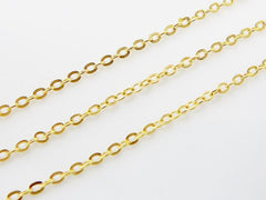 2.5mm Delicate Cable Chain - 22k Matte Gold Plated - 1 Meter or 3.3 Feet