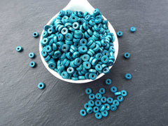 Teal Blue Wood Beads, Blue Wooden Beads, Heishi Beads, Round Wood Spacers, Teal Blue Beads, Teal Bead, 8mm Choose 50pcs, 200pcs or 400pcs