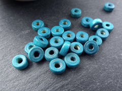 Teal Blue Wood Beads, Blue Wooden Beads, Heishi Beads, Round Wood Spacers, Teal Blue Beads, Teal Bead, 8mm Choose 50pcs, 200pcs or 400pcs