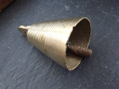 Brass Bell Rustic Cast Raw Brass Tribal Ethnic Bell Pendant, Jewelry Supplies Home Decoration Costume Design - No:5 Bar Clapper - 1pc