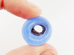 10 Cornflower Blue Rustic Glass Round Disc Bead - Authentic Traditional Turkish Artisan Handmade - 20mm