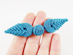 Teal Blue Chinese Knot Button Closures Clasp - Soutache Cord - 1pc