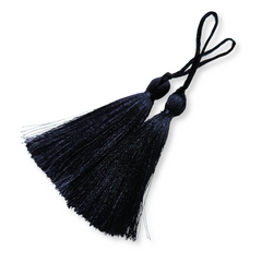 Long Black Silk Thread Tassels - 3 inches - 77mm - 2 pc