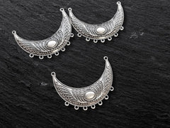 Crescent Chandelier Pendant Components with 7 Loops,  Matte Antique Silver Plated, 2pc