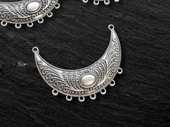 Crescent Chandelier Pendant Components with 7 Loops,  Matte Antique Silver Plated, 2pc