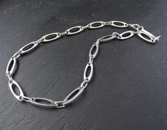 Silver Necklace Chain with Clasp, Chunky Statement Chain, Empty Chain, Blank chain, Necklace Supplies, Oval Link, Matte Antique Silver, 19"