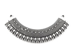 Ethnic Dotted Detail Looped Focal Collar Pendant Necklace Connector - Matte Antique Silver Plated - 1PC