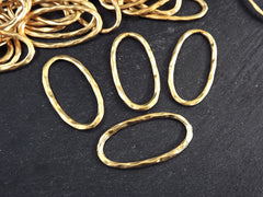 Oval Link Connector, Hammered Ring Link, Skinny Link, Gold Charm Link, Oval Charm Link, Gold Oval Link, 22k Matte Gold Plated, 4pc