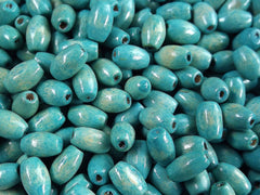 Aqua Blue Wood Oval Rice Tube Beads Satin Varnished Plain Simple Round Smooth Ball Wooden Bead Spacers 8mm Choose 50pcs, 200pcs or 400pcs