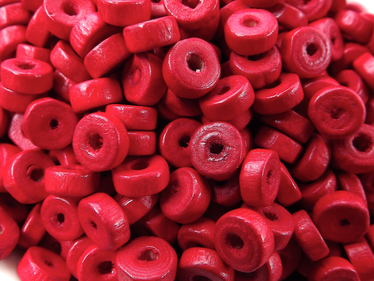Poppy Red Round Rondelle Heishi Wood Beads Satin Varnished Plain Simple Round Smooth Ball Bead Spacers 8mm Choose 50pcs, 200pcs or 400pcs