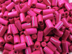 Hot Pink Wood Tube Beads Satin Varnished Plain Simple Round Smooth Ball Wooden Bead Spacers 8mm Choose 50pcs, 200pcs or 400pcs