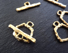 Organic Toggle Clasps, T Bar Clasps, T Bar, Gold Toggle Clasps, T Clasps, Gold Clasps, Clasp, Closure, 22k Matte Gold Plated, 3 sets