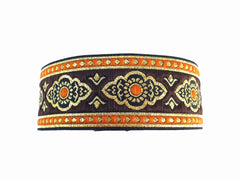 Orange Brown Oriental Ethnic Woven Jacquard Trim, Renaissance Embroidered Ribbon, 35mm