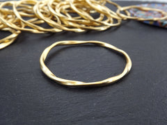 Large Gold Twisted Ring Connector Pendant, Round Closed Hoop Loop Link, 22k Matte Gold, 1PC