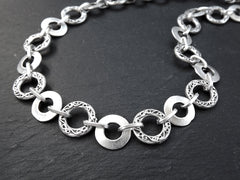 Silver Necklace Chain with Clasp, Rustic Round Link Blank chain, Matte Antique Silver 19"