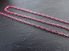 3 x 2mm Bubblegum Pink Gold Diamond Cut Cable Chain, Oval Link Chain, 2 Meters