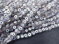 6 Clear Evil Eye Nazar Glass Bead Traditional Turkish Handmade Protective Lucky Amulet 16 mm - VALUE PACK - Turkish Glass Beads