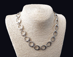 Silver Necklace Chain with Clasp, Chunky Statement Chain, Empty Chain, Blank chain, Necklace Supplies, Round, Matte Antique Silver, 19"