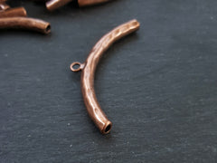 Organic Necklace Bracelet Curve Tube Bead Spacer with Loop Antique Copper Plated, 1 pc