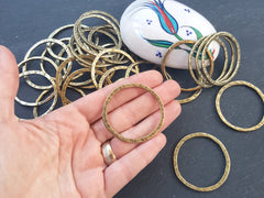 2 Medium Organic Round Ring Closed Loop Pendant Connector 43mm - Antique Bronze Plated