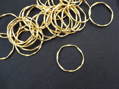 Large Gold Twisted Ring Connector Pendant, Round Closed Hoop Loop Link, 22k Matte Gold, 1PC