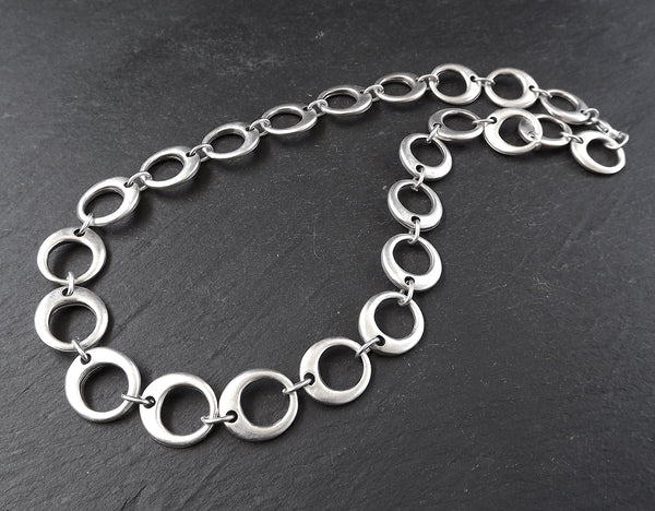 Silver Necklace Chain with Clasp, Chunky Statement Chain, Empty Chain, Blank chain, Necklace Supplies, Round, Matte Antique Silver, 19"