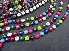 Silver Multicolor Evil Eye Bead Cup Chain, Fun Chunky Enamel Eye Link, 50cm
