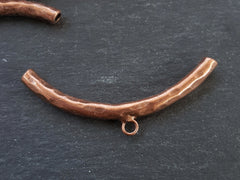 Organic Necklace Bracelet Curve Tube Bead Spacer with Loop Antique Copper Plated, 1 pc