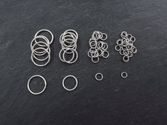 10mm Twisted Etched Jump Rings Antique Matte Silver Plated - 20pcs