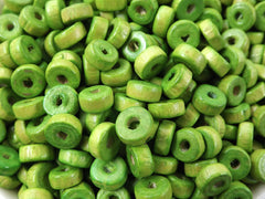 Pear Green Wood Beads, Green Wooden Beads, Heishi Beads, Round Wood Spacers, Green Beads, Green Disc, 8mm Choose 50pcs, 200pcs or 400pcs