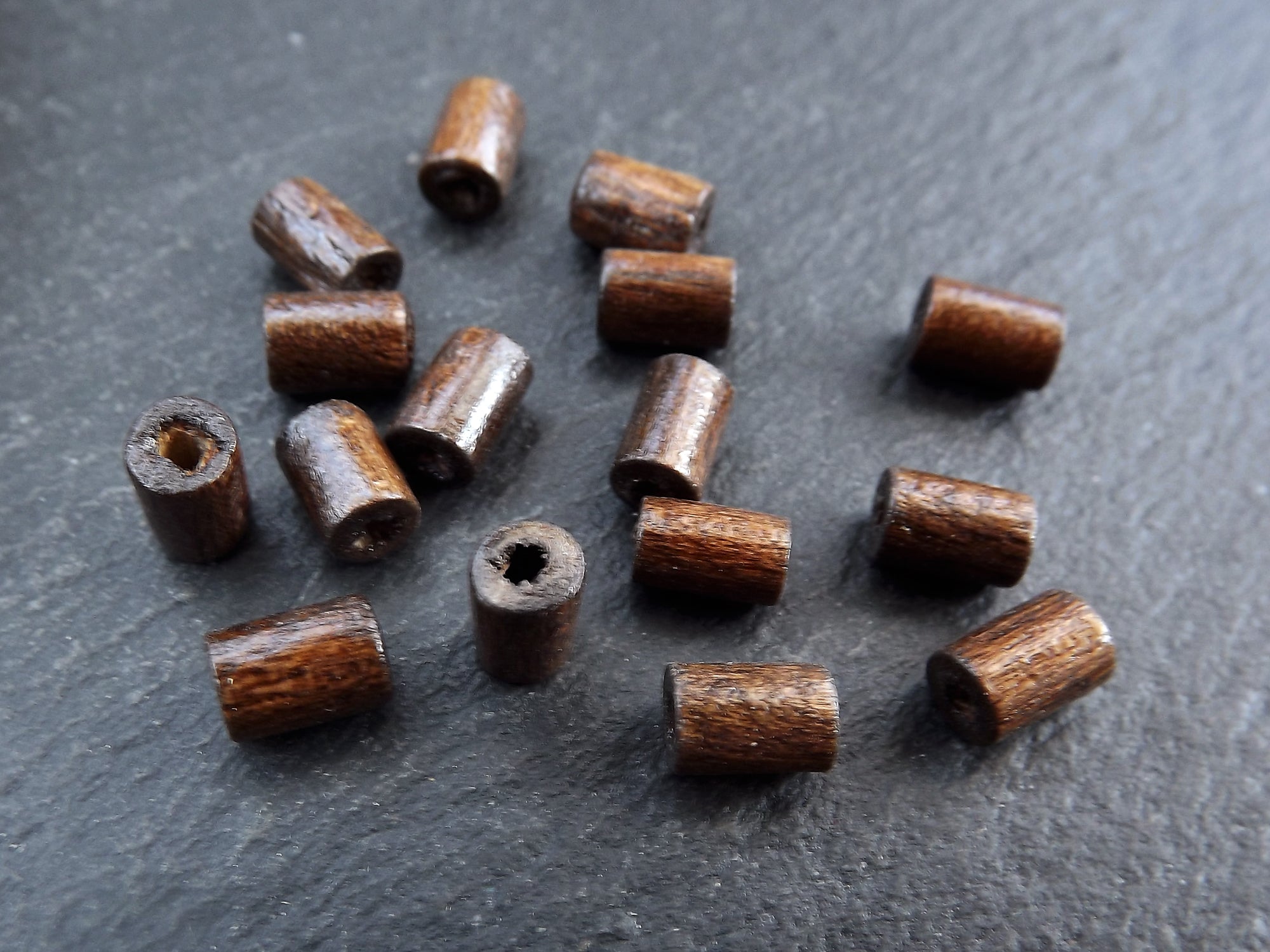 Brown Wood Tube Beads Satin Varnished, 8mm, Brown Wooden Beads