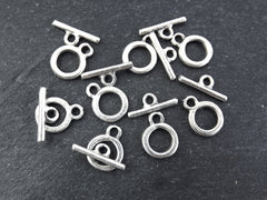 Mini Toggle Clasps, T Bar Clasps, T Bar, Silver Toggle Clasps, T Clasps, Silver Clasps, Clasp, Closure, Matte Antique Silver Plated, 8 sets