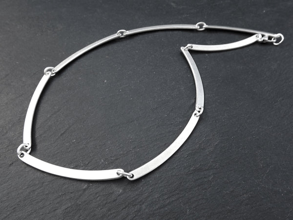 Silver Necklace Chain with Clasp, Thin Bar Chain, Empty Chain, Blank chain, Necklace Supplies, Non tarnish, Matte Antique Silver, 19"