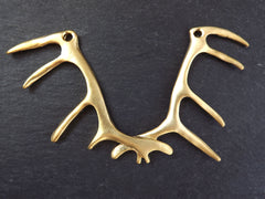 Gold Antler Pendant, Antler Pendant, Deer Antler Pendant, Necklace Pendant, Focal Pendant, Statement Pendant, 22k Matte Gold Plated - 1PC