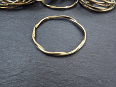 Large Bronze Twisted Ring Connector Pendant, Round Closed Hoop Loop Link, Antique Bronze, 1PC