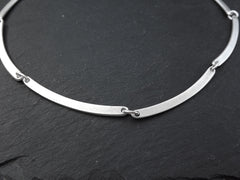Silver Necklace Chain with Clasp, Thin Bar Chain, Empty Chain, Blank chain, Necklace Supplies, Non tarnish, Matte Antique Silver, 19"
