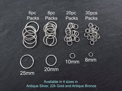 8mm Twisted Etched Jump Rings Antique Matte Silver Plated - 30pcs