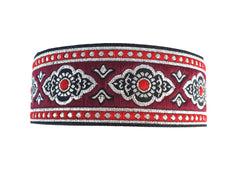 Red Silver Oriental Ethnic Woven Jacquard Trim, Renaissance Embroidered Ribbon, 35mm, Sewing Supply