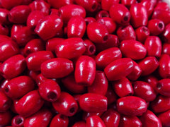 Poppy Red Wood Oval Rice Tube Beads Satin Varnished Plain Simple Smooth Ball Wooden Bead Spacers 8mm Choose 50pcs, 200pcs or 400pcs