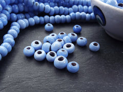 BULK - 50 Cornflower Blue Rustic Glass Bead - Traditional Turkish Artisan Handmade - 8mm - Turkish Glass Beads