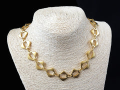 Gold Necklace Chain with Clasp, Chunky Diamond Link, Blank chain, 22k Matte Gold Plated, 19"