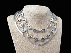 Silver Necklace Chain with Clasp, Chunky Textured Oval, Blank chain, Matte Antique Silver, 19"