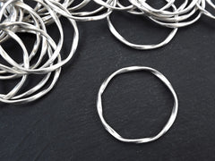 Large Silver Twisted Ring Connector Pendant, Round Closed Hoop Loop Link, Matte Antique Silver, 1PC