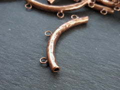 Copper Curve Tube Bead Bar Bail, Charm Bail, Beading Tube Three Loops, Antique Copper Plated, 1 pc