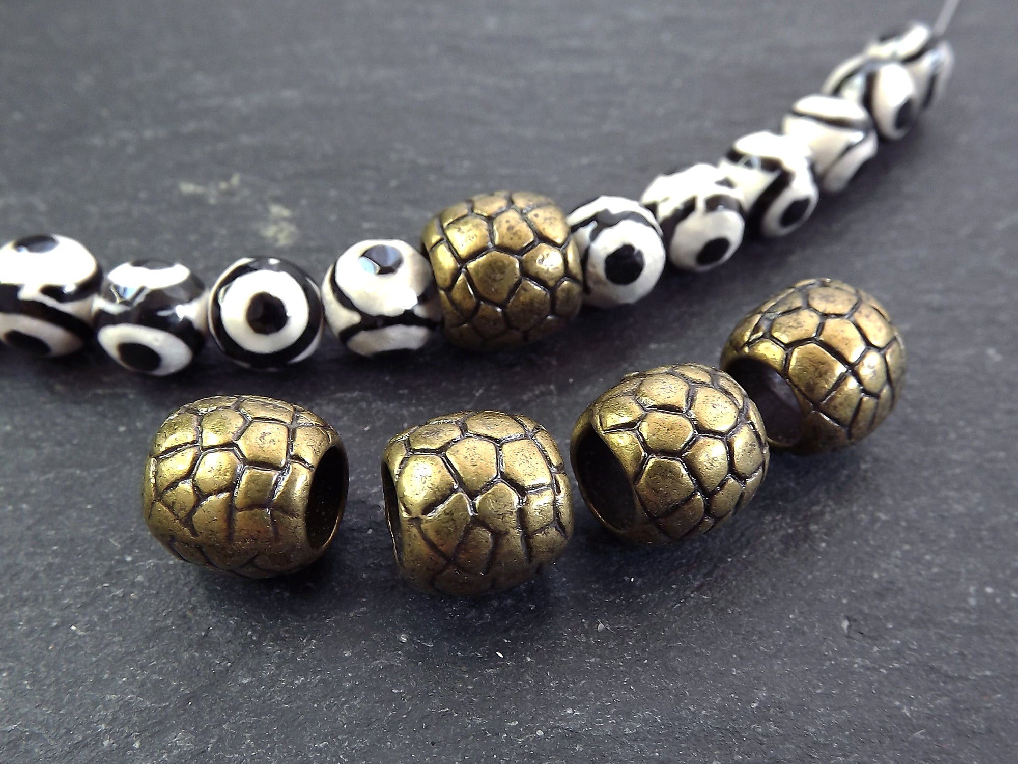 Large Bronze Tube Beads, Scaled Barrel Bead, Statement Beads, Bracelet –  LylaSupplies