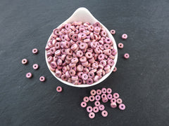 Powder Pink Round Rondelle Heishi Wood Beads Satin Varnished Plain Simple Round Smooth Ball Bead Spacers 8mm Choose 50pcs, 200pcs or 400pcs